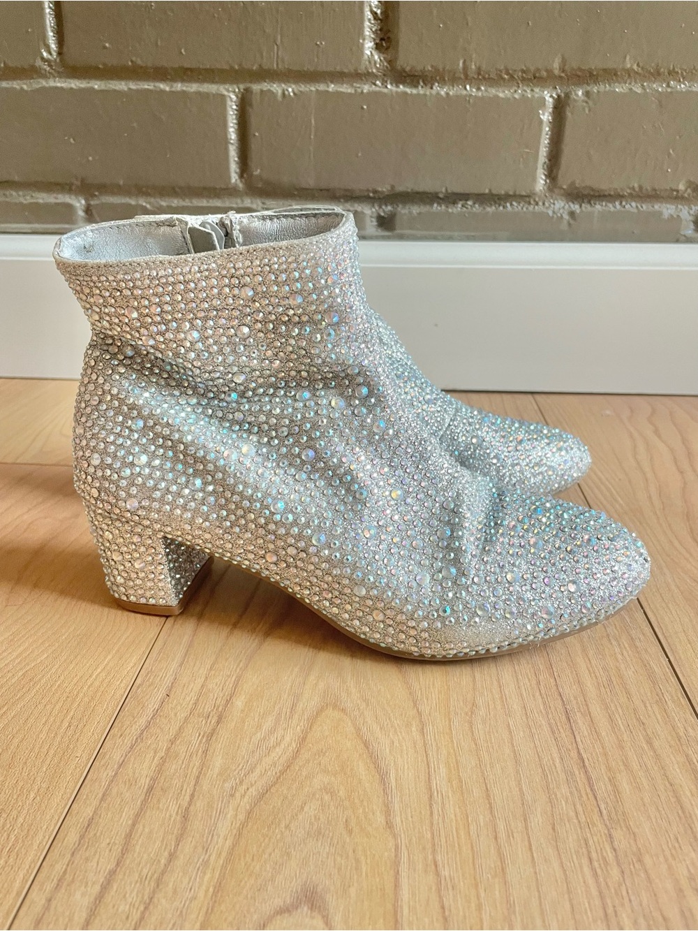 Link Silver Crystal Kids Ankle Boots